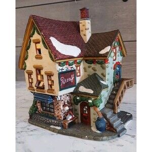 Christmas Village Holiday Time Pottery Shop Porcelain Lighted 9" Walmart P7091